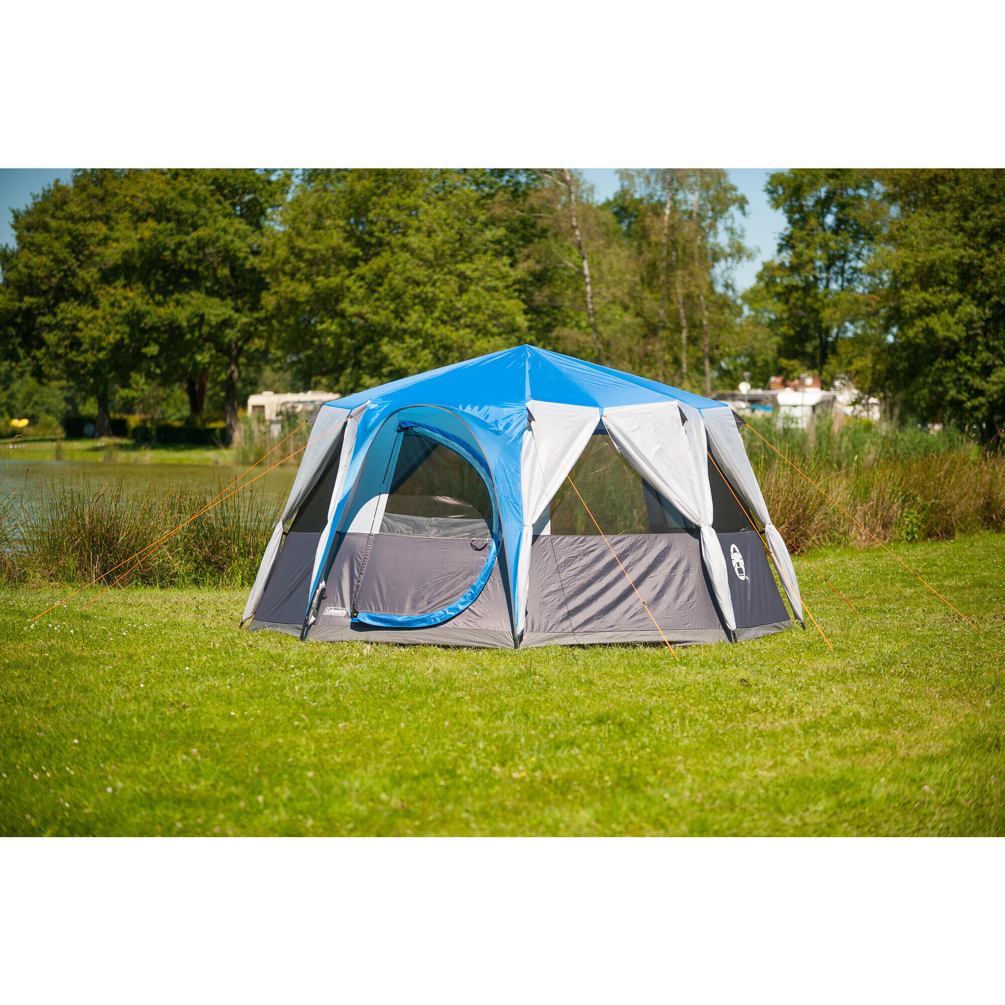 Coleman Cortes Octagon 8 Person Family Camping Tent Blue/Grey 5/7