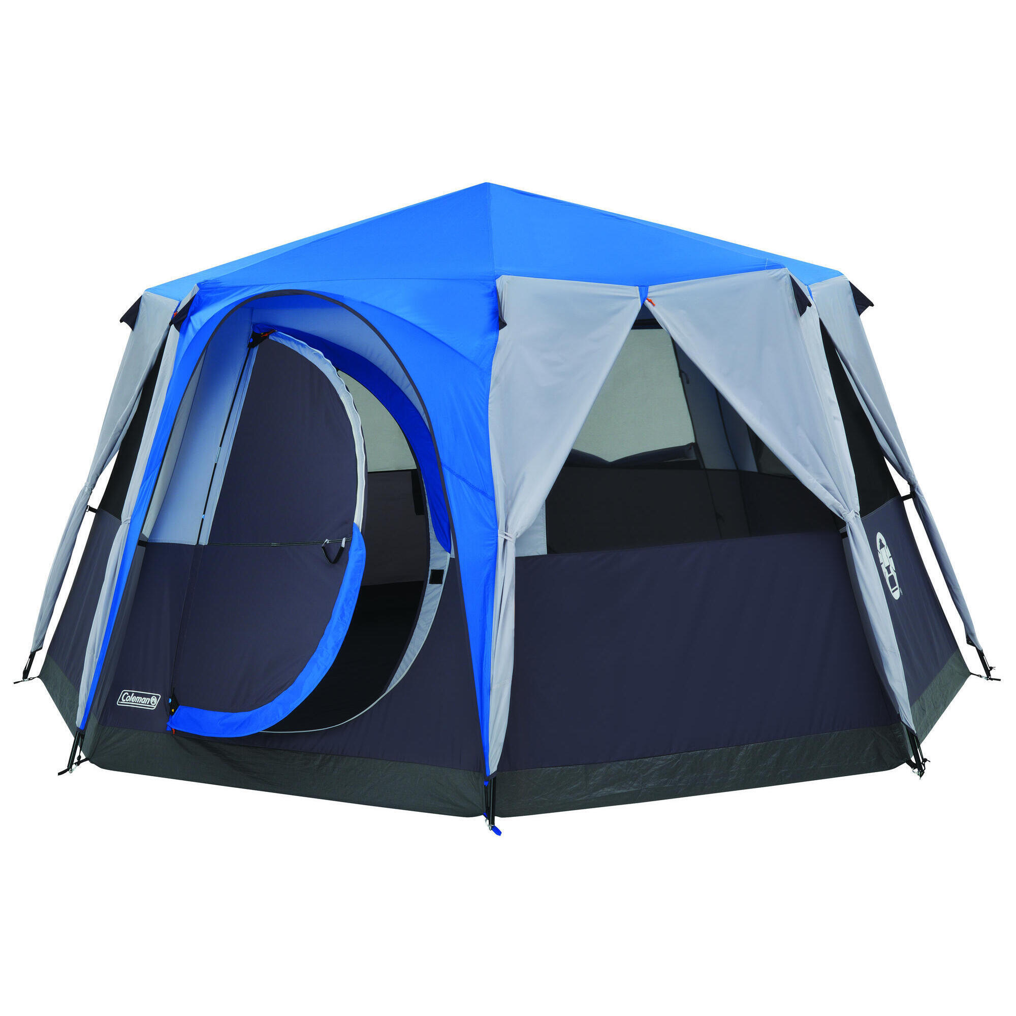 Coleman Cortes Octagon 8 Person Family Camping Tent Blue/Grey 1/7