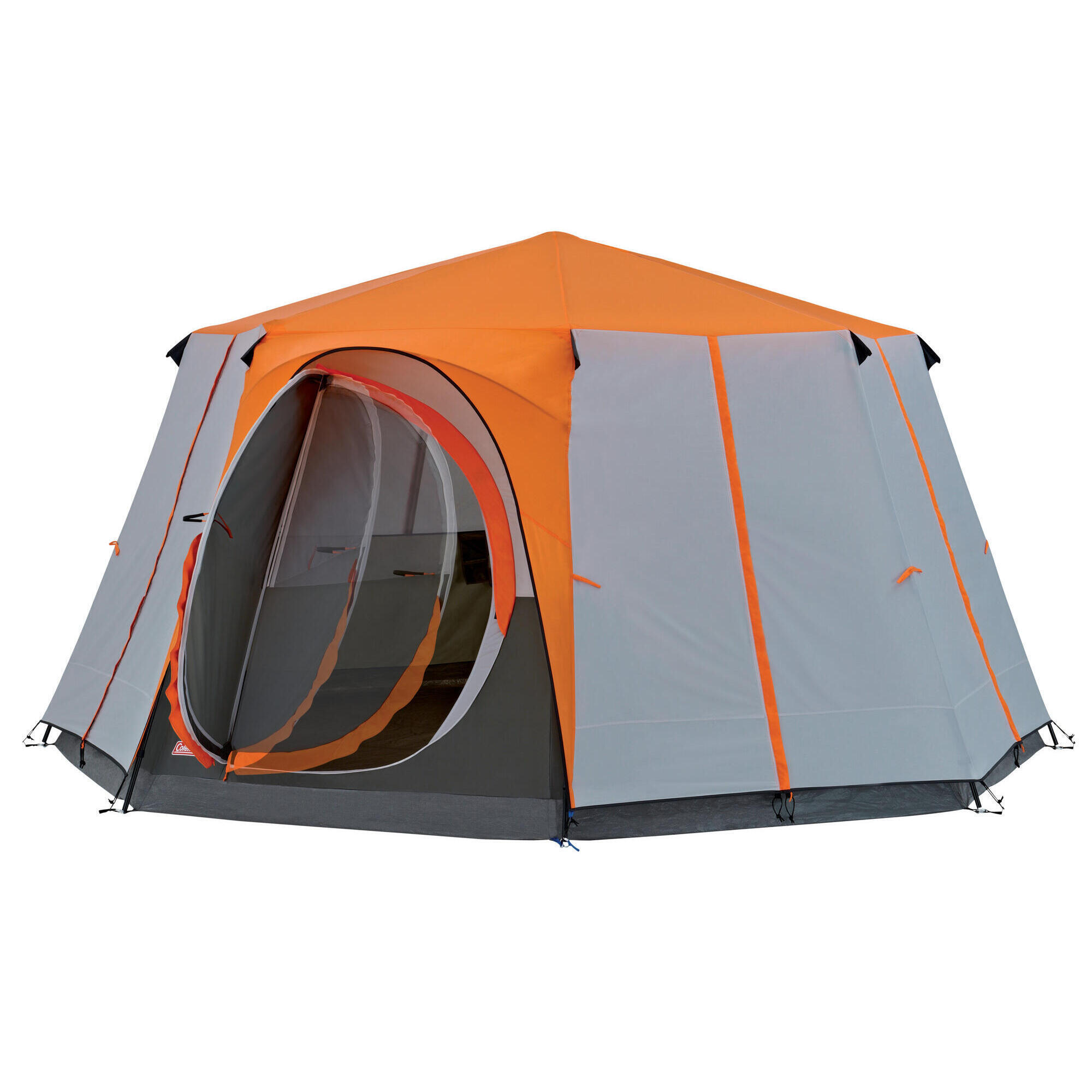 Coleman Cortes Octagon 8 Person Family Camping Tent Orange 1/7