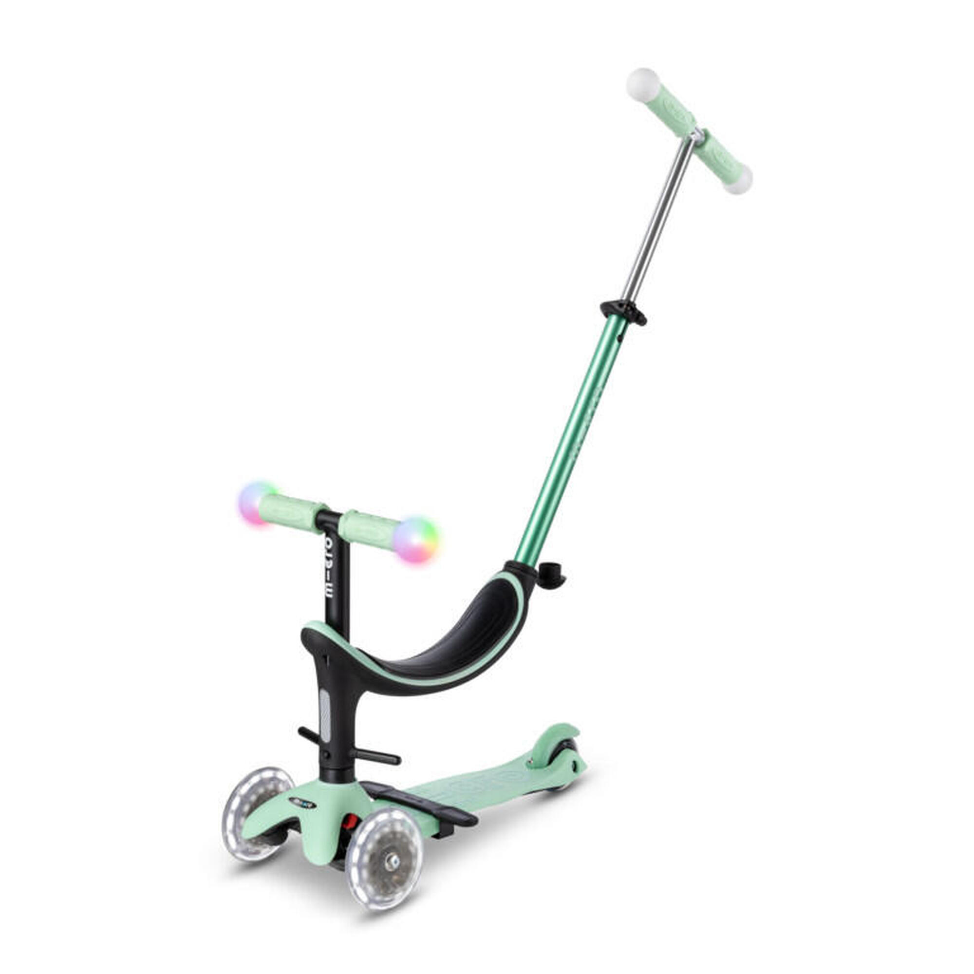Trotinete Infantil 3 Rodas Evolutiva Micro Mini2Grow Deluxe Magic LED Mint