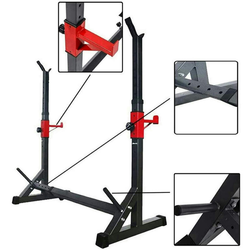 Soporte Rack Pesas Ajustable Negro Profesional Carga Máxima de 200 kg