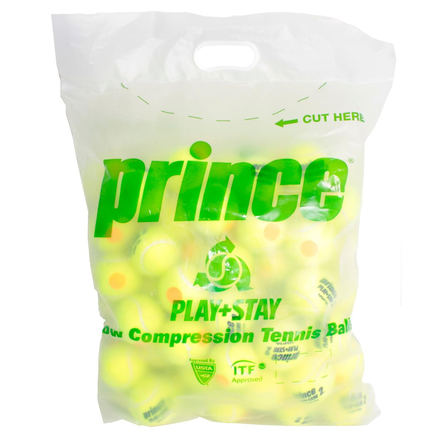 Bolas de tênis entrenamiento prince play & stay stage 2 (bolsa de 72)