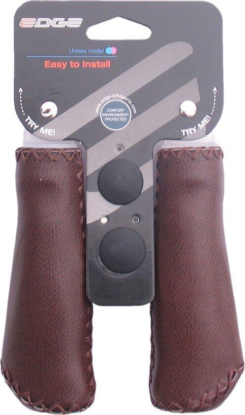 Set de poignées en cuir Edge ergonomiques 2×135 mm marron foncé 1/3