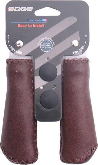 Manopole in pelle Edge De ergonomiche 135mm marrone scuro.