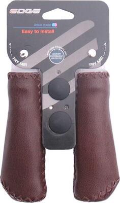 Handvatten leer - mat donkerbruin - 2*135 mm (op kaart verpakt)