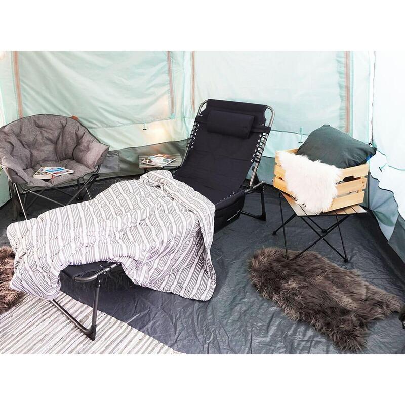 Tumbona de Camping Plegable Torget Acolchable y con Reposacabezas Negro