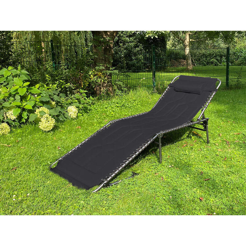 Chaise longue Torget - Transat - Bain de soleil 190x60x30 cm - 150 kg - Pliable