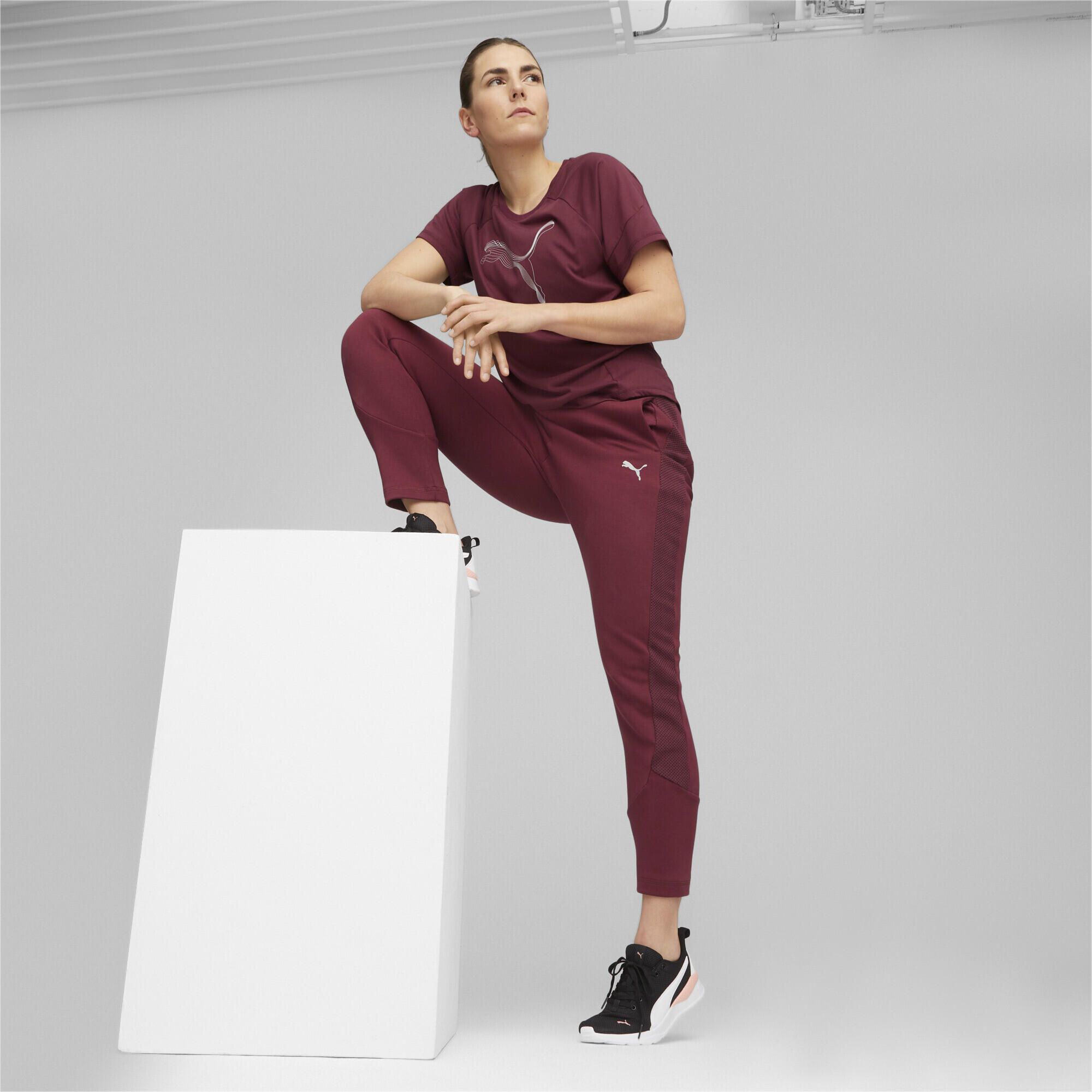 Pantalon à taille haute Evostripe Femme PUMA Dark Jasper Red 3/5