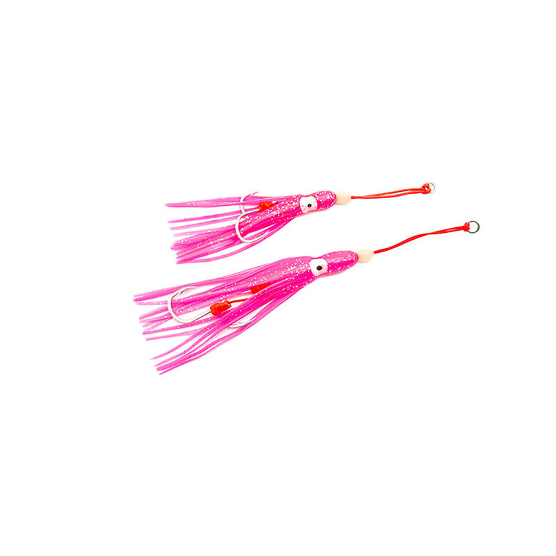 Montaje inchiku jigs JLC  pulpito M&W soft bait s-2  9 cm #8 glow raya azul