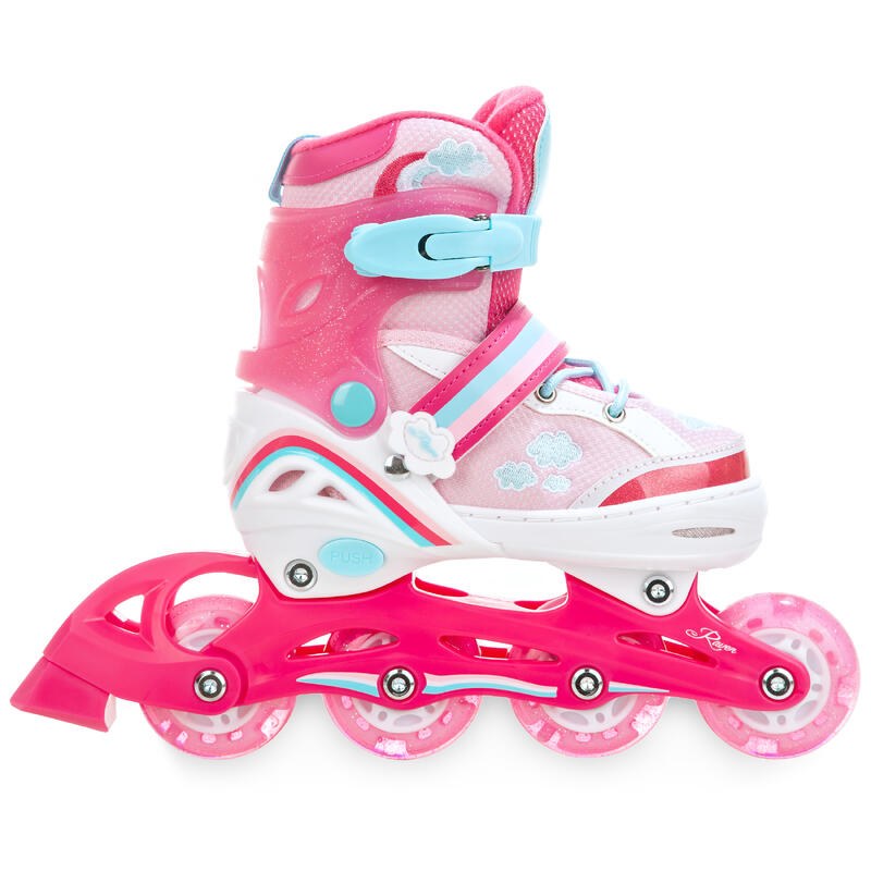 Patines Ajustables 2en1 Ruedas LED Luminosas Zoya Blanco/Rosa