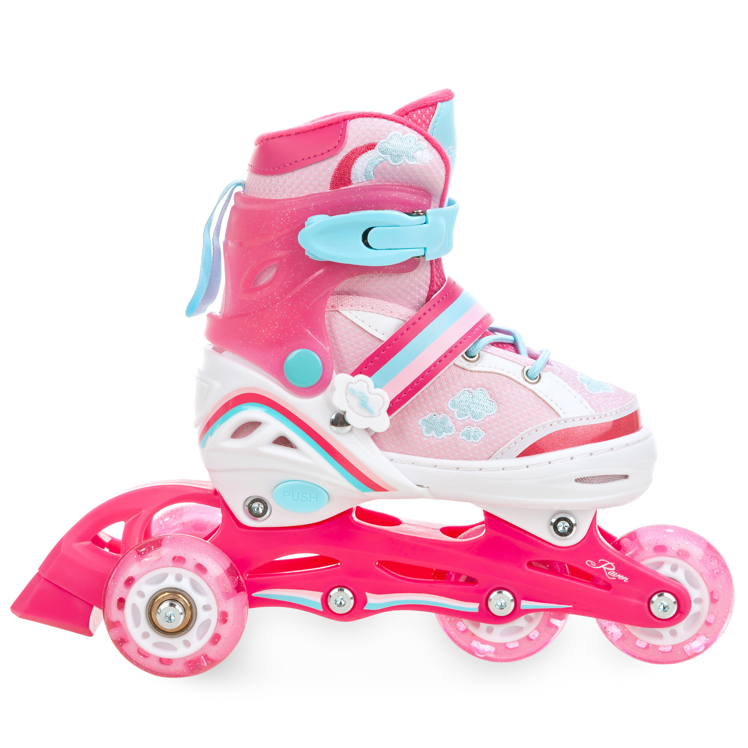 Patines 3en1 Ruedas Luminosas LED Zoya Rosa/Blanco 5/7