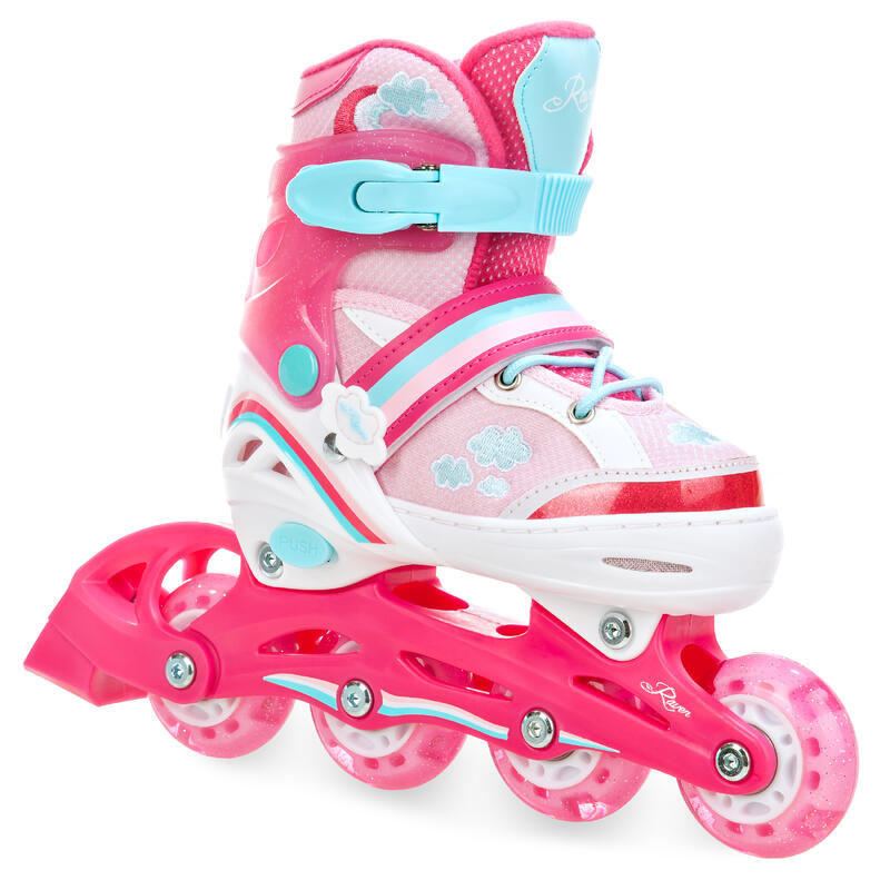 Patines Luminosos Ajustables Ruedas LED Zoya Blanco/Rosa