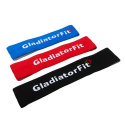 Bandes de résistance GladiatorFit 3 niveaux polyester antiglisse (noir/rouge/ble