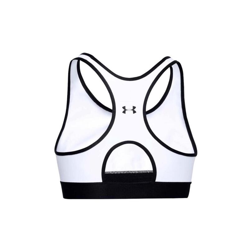 Női sportmelltartó, Under Armour Mid Keyhole Graphic Bra, fehér