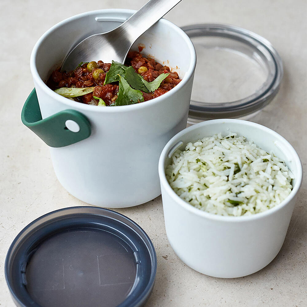 BLIMPLUS Lunchbox Bauletto Giallo Opaco (Desert) In Plastica 100% Riciclabile, Non Tossico, Lavabile In Lavastoviglie, Coperchio Ermetico, Posate, Separatore Interno, Valvola Per Uso In Microonde