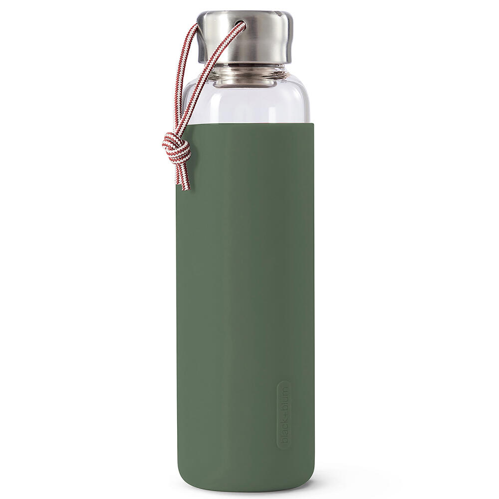 Black+Blum Glass Water Bottle Olive 600ml 1/5