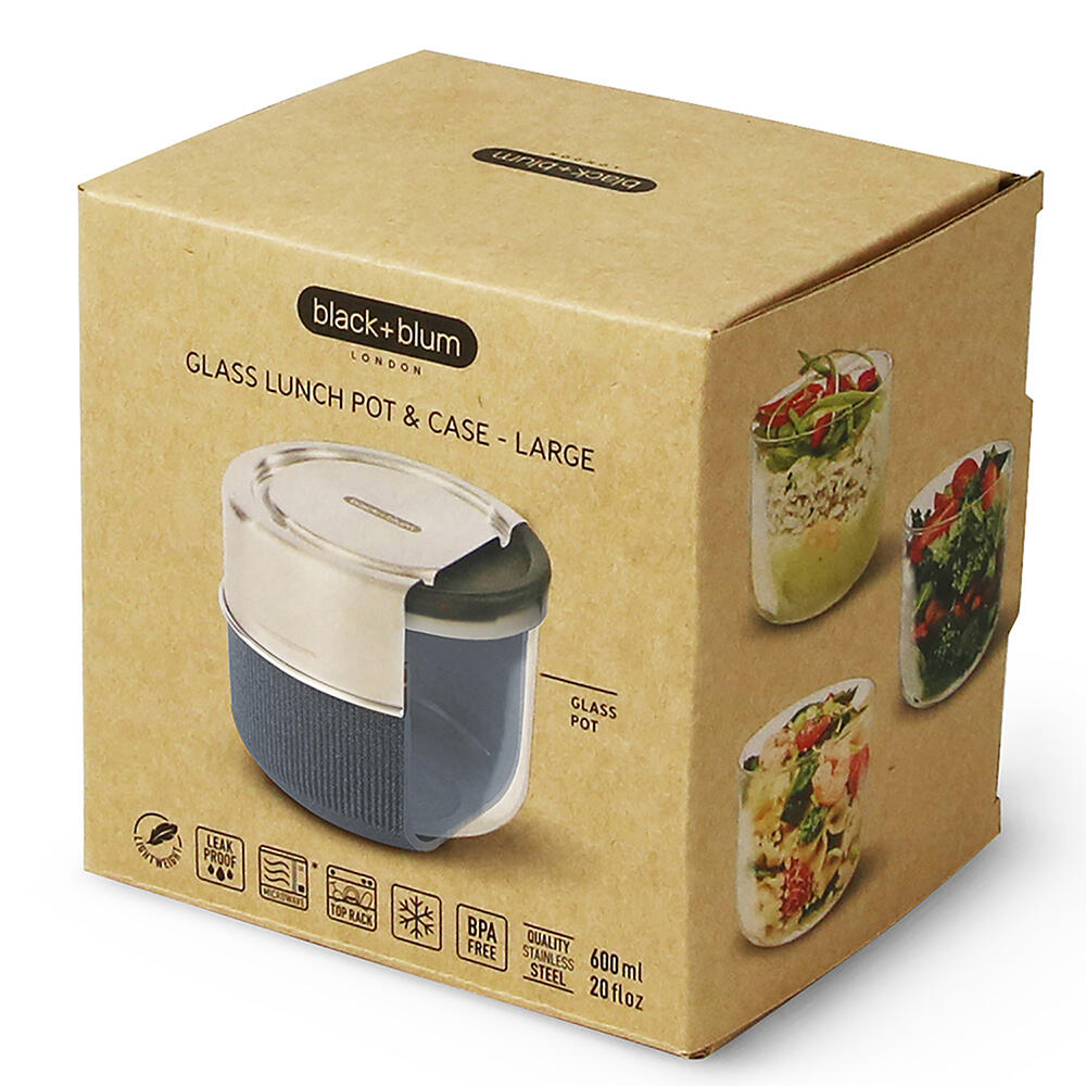 Black Blum Glass Lunch Pot 600ml