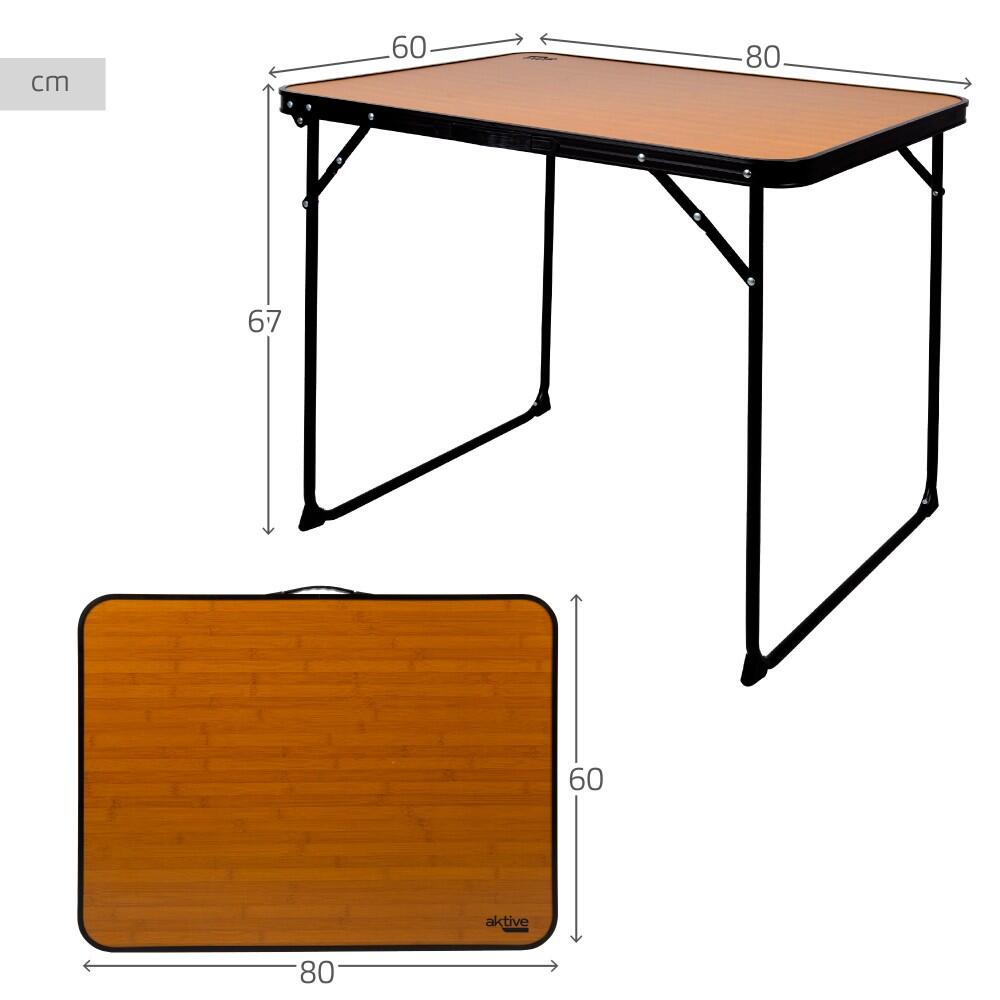 Table pliante de camping en bambou avec poignée de transport Aktive 4/5