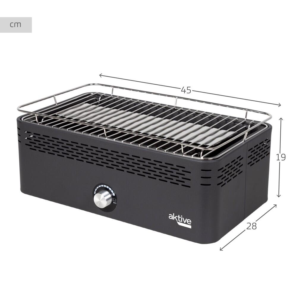 Barbacoa sin humo rectangular negra sobremesa 45x28x19 cm Aktive 4/5