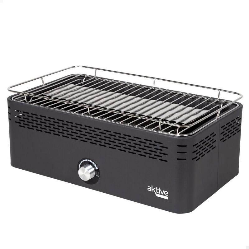 Barbecue rectangulaire noir de table sans fumée 45x28x19 cm Aktive