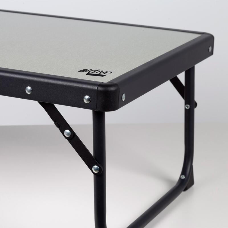 AKTIVE - Table de Camping Basse Pliante Structure Acier 60x40x25 cm Noir et Gris