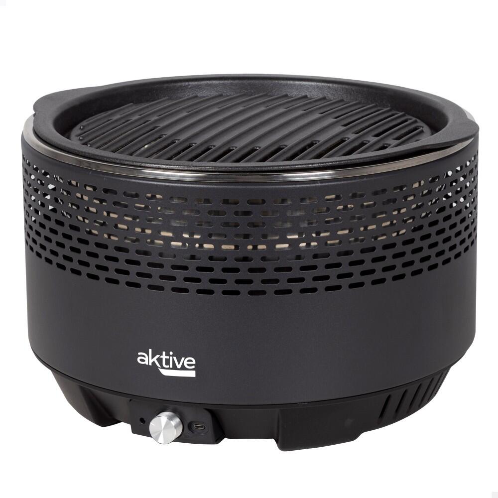 AKTIVE Barbecue rotondo nero senza fumo 2 in 1 da tavolo Ø34 cm Aktive