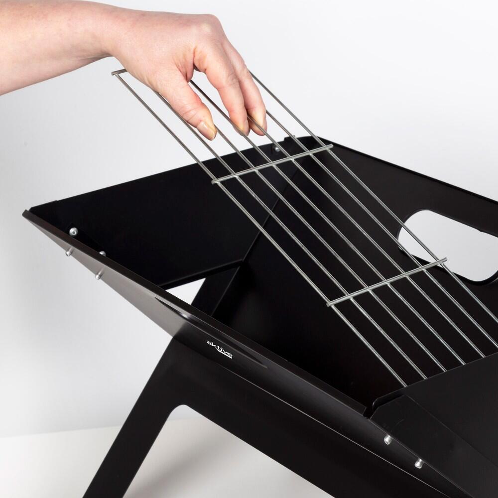 Barbecue portable rectangulaire pliable noir 45x29x30 cm Aktive 5/5