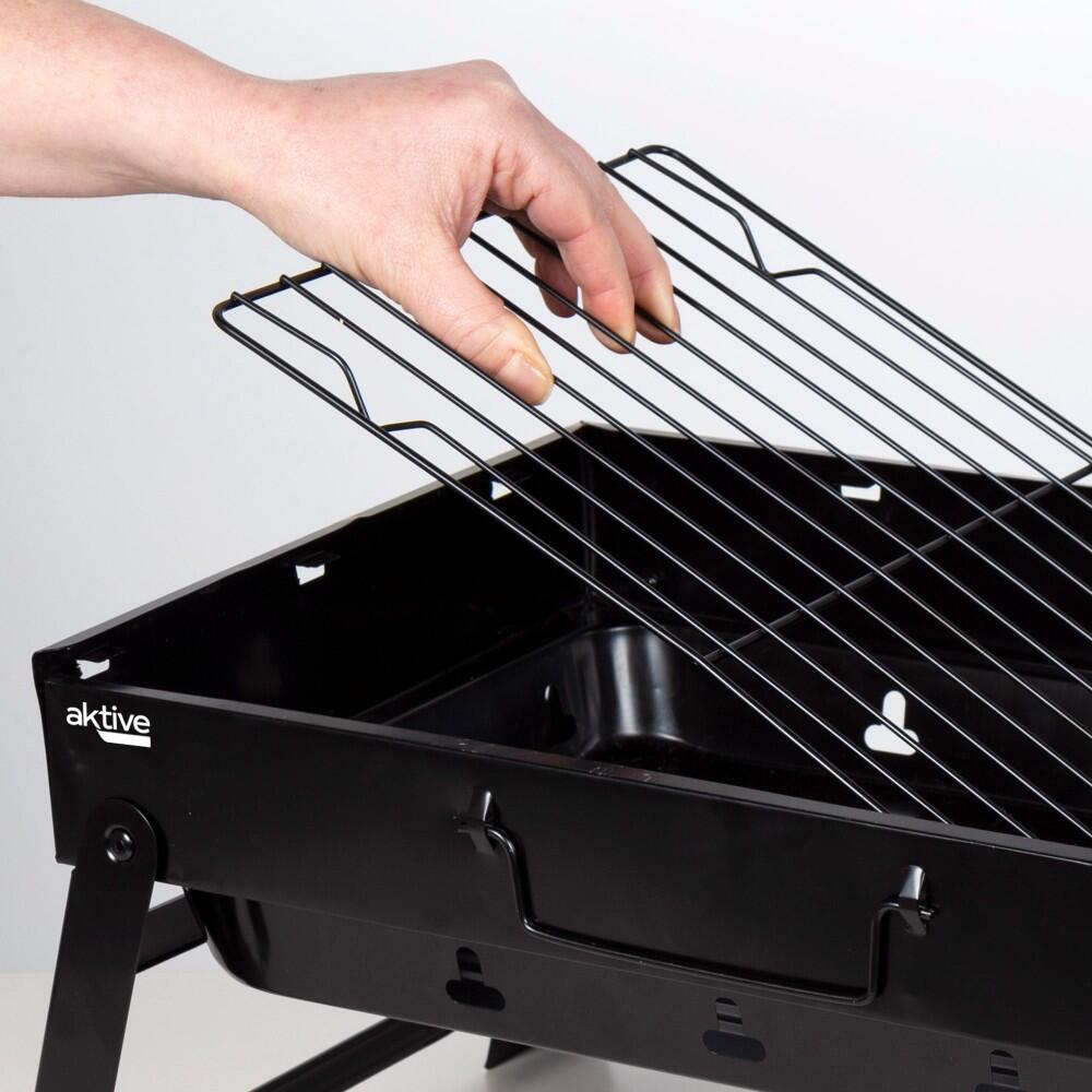 Barbecue portatile pieghevole rettangolare nero 50x30x23 cm Aktive 5/5