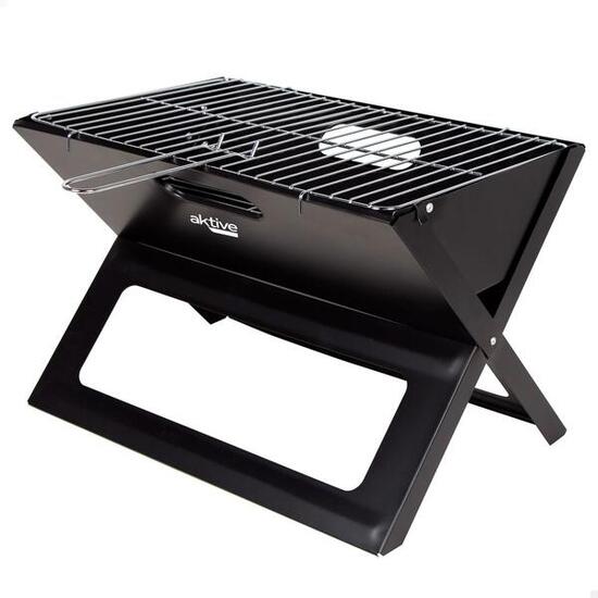 Barbecue portatile pieghevole rettangolare nero 45x29x30 cm Aktive