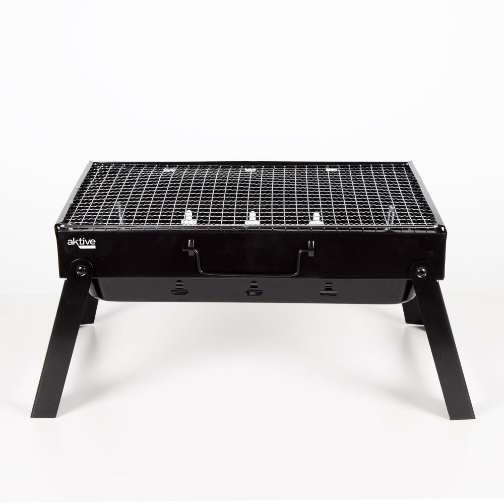 Barbecue portatile pieghevole rettangolare nero 50x30x23 cm Aktive 2/5