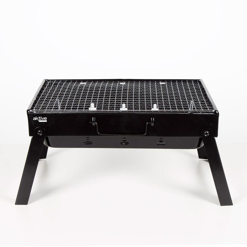 Barbecue portable rectangulaire pliable noir 50x30x23 cm Aktive