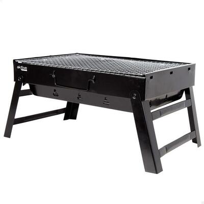 Barbecue portatile pieghevole rettangolare nero 50x30x23 cm Aktive