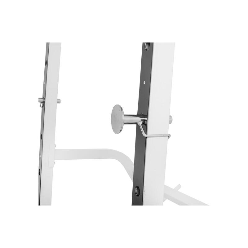 Halterbank met Squat Rack - Haltersteunen met 6 standen - Wit