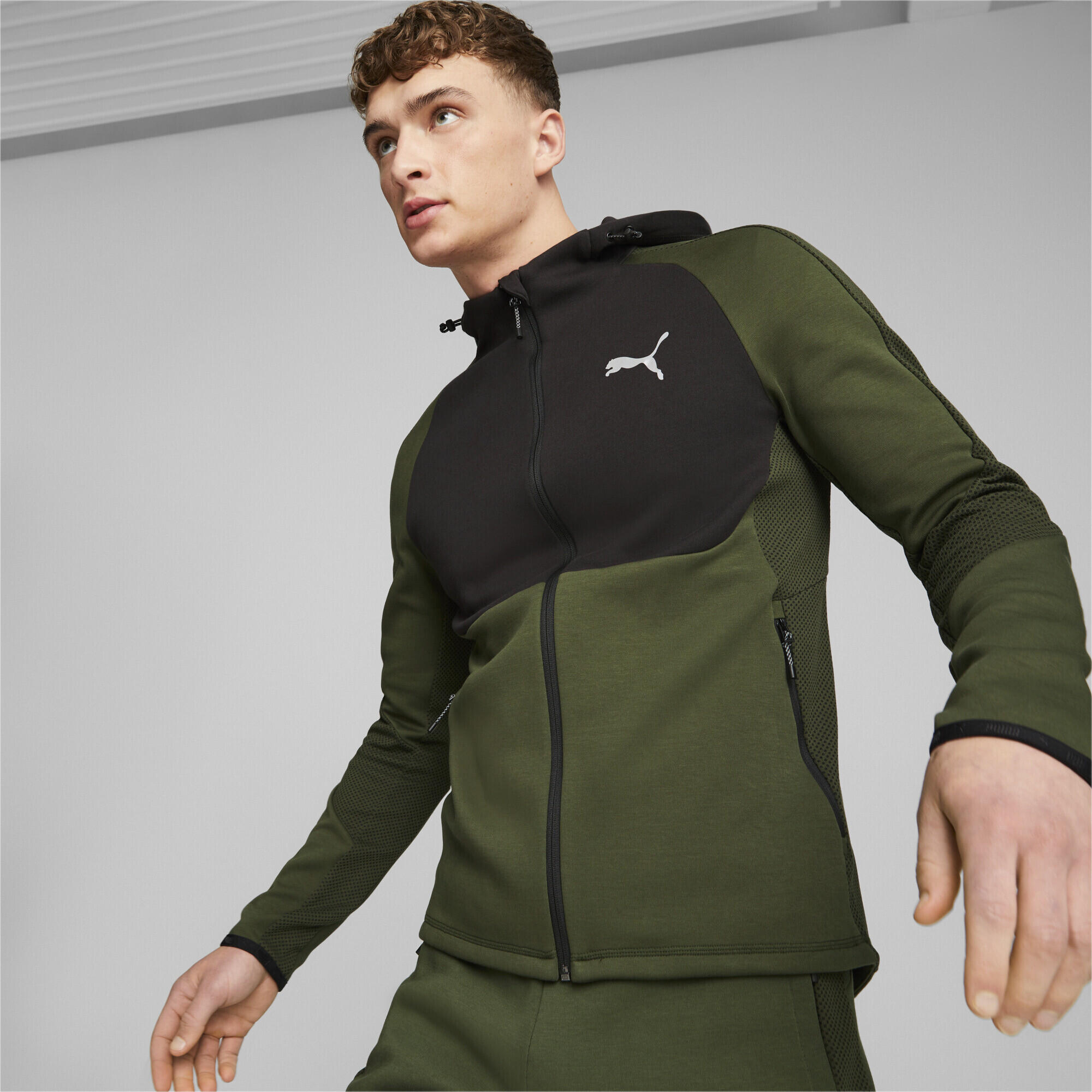 Hoodie zippé Evostripe Homme PUMA Myrtle Green 2/7