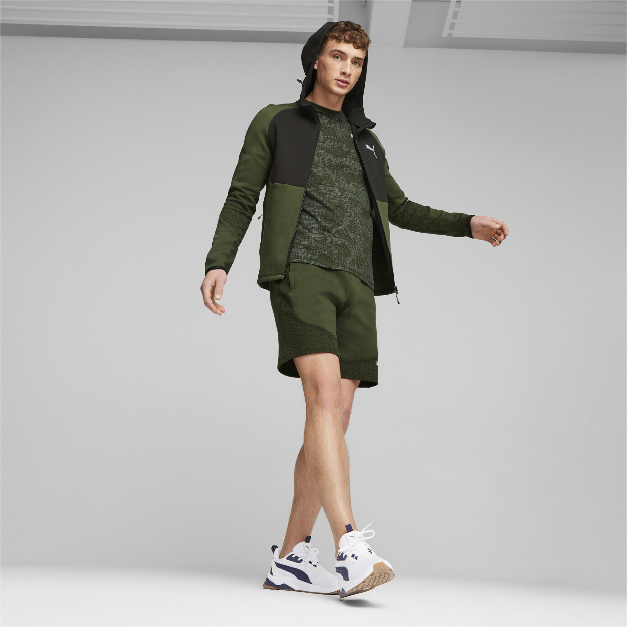 Hoodie zippé Evostripe Homme PUMA Myrtle Green 3/7