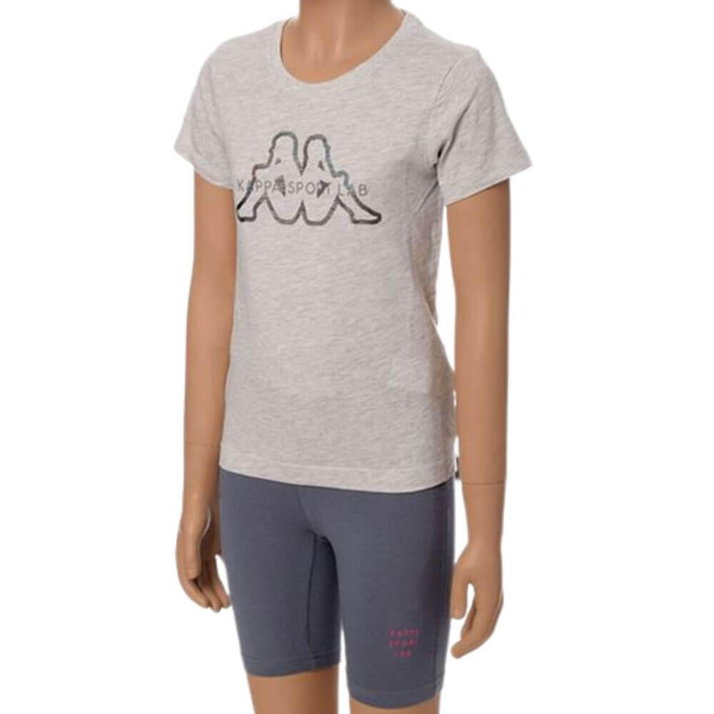 Conjunto camiseta + short niña de algodón KAPPA GRUGLIASCO. Gris 3/4