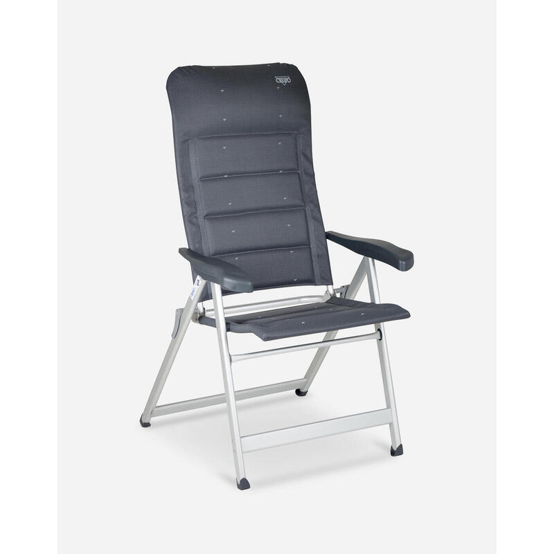 Silla Plegable de Camping Crespo Deluxe AL-237 DL Gris con 7 Posiciones