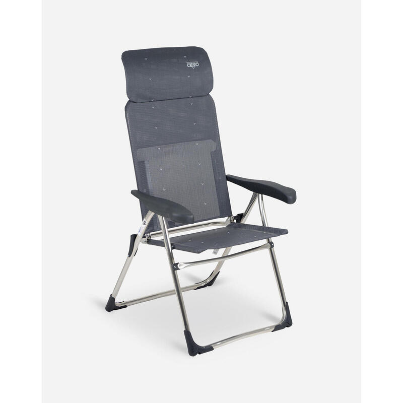 Silla Plegable de Camping Crespo Classic AL-213 Compact Gris con 7 Posiciones