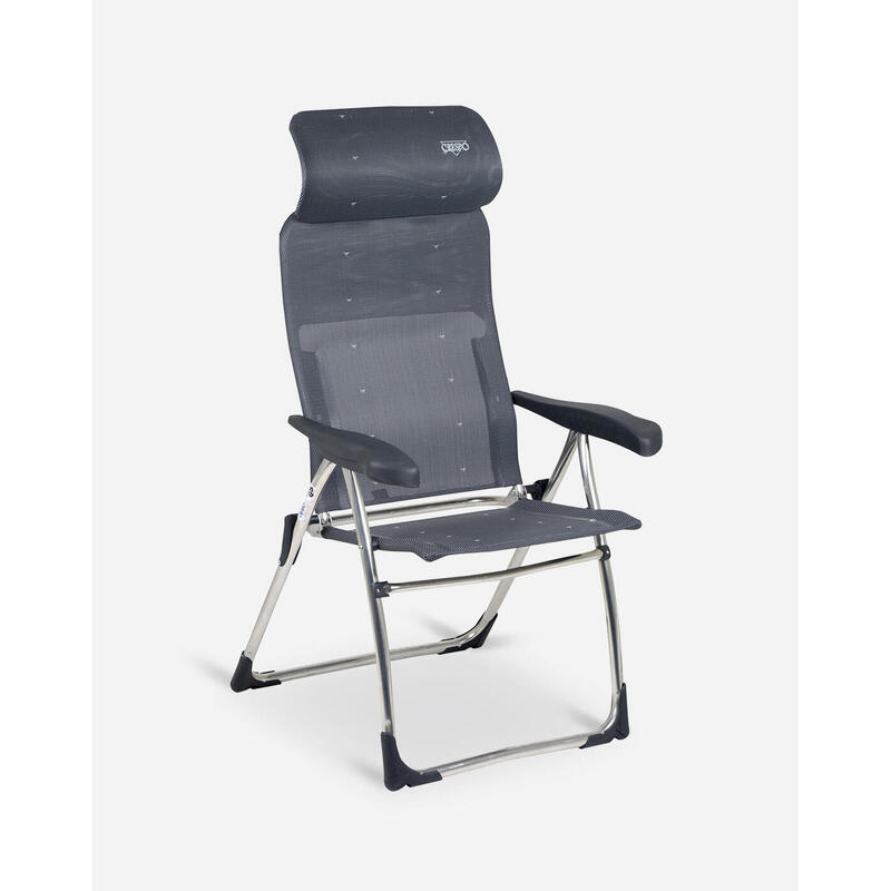 Silla Plegable de Camping Crespo Classic AL-215 Compact Gris con 7 Posiciones