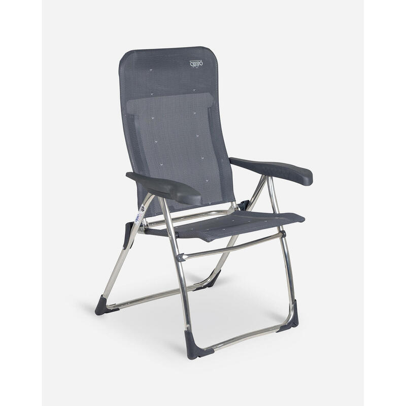 Silla Plegable de Camping Crespo Classic AL-212-M Gris con 7 Posiciones