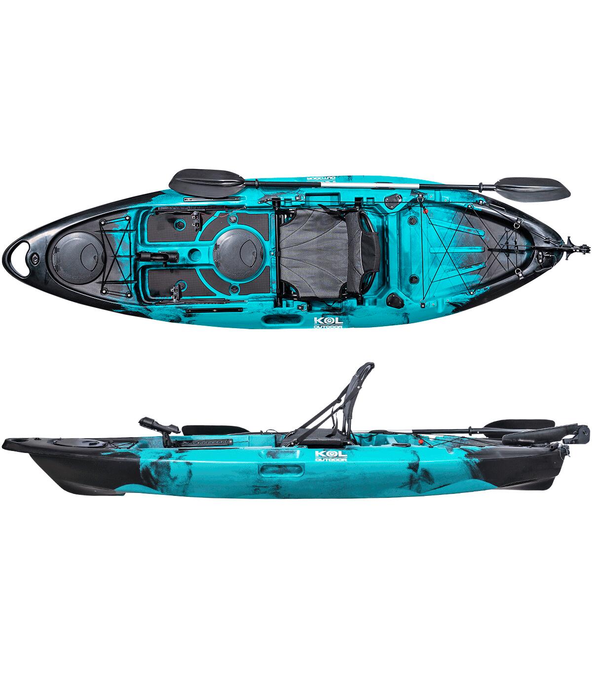 Kayak de pesca individual 310x85cm con silla aluminio y timón 2/7