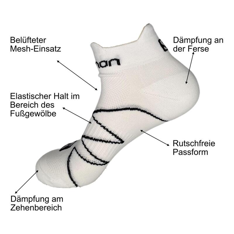 DECATHLON SALOMON Weiß Socken Dopp Schwarz Größe Pack 45 - 47 Sonic 2 Laufsocken Sneaker bis Salomon