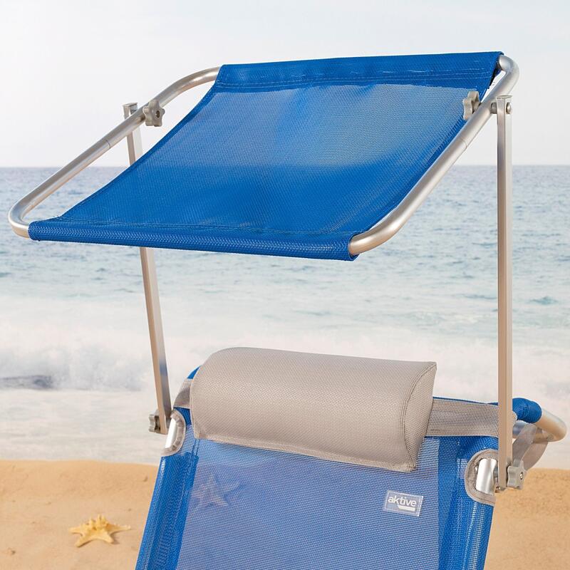 Cadeira de praia com guarda-chuva, almofada e bolso Aktive azul