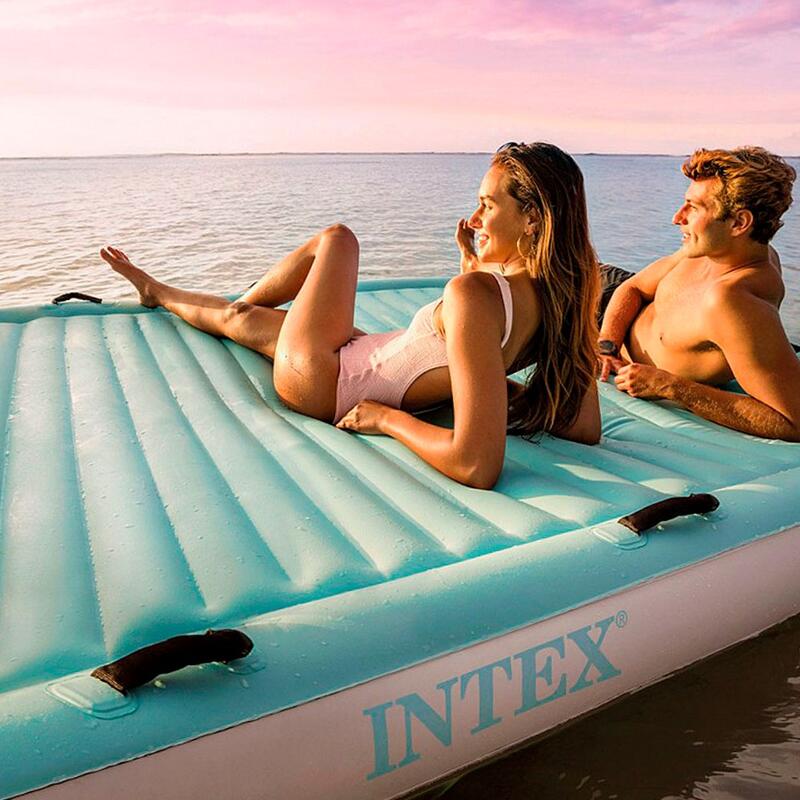 Manta flutuante insuflável c/suporte para bebidas e alça 183x310x18 cm INTEX