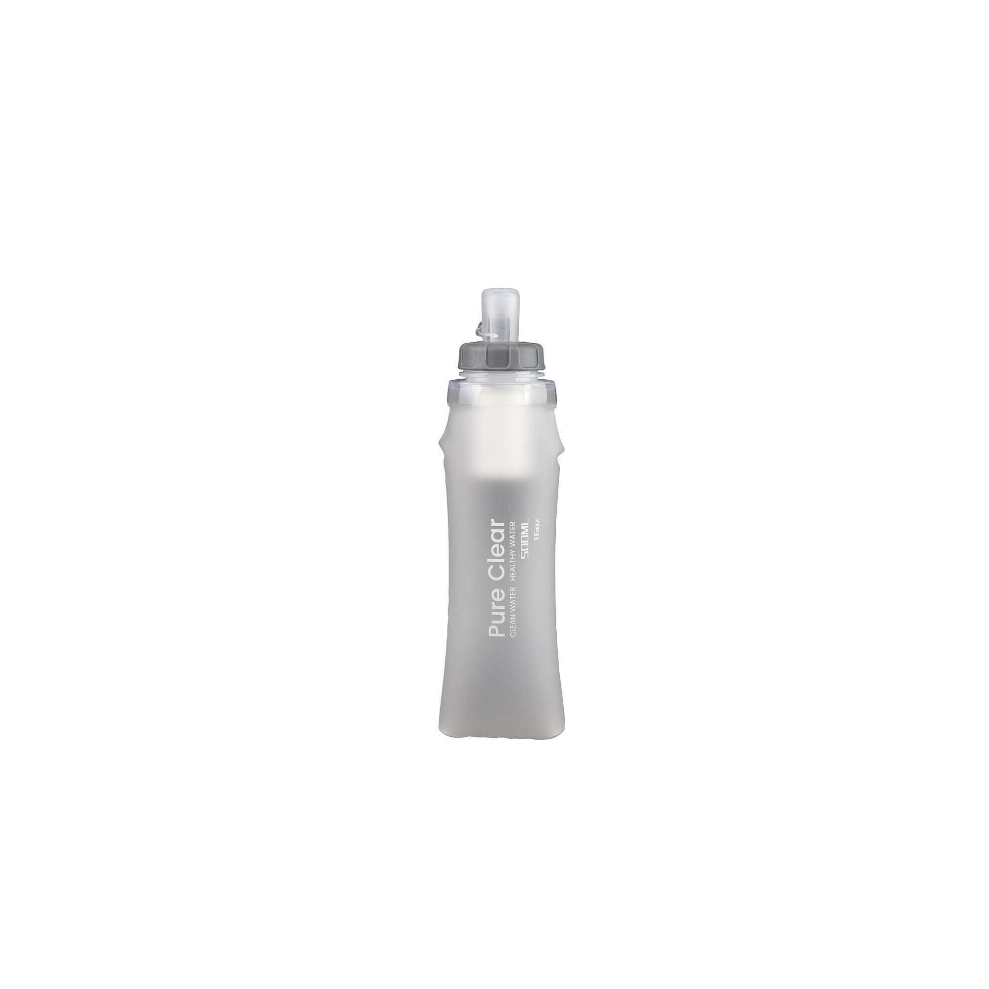 PURE CLEAR 500ml Collapsible Squeeze Water Filter Bottle - Advanced Water Filtration