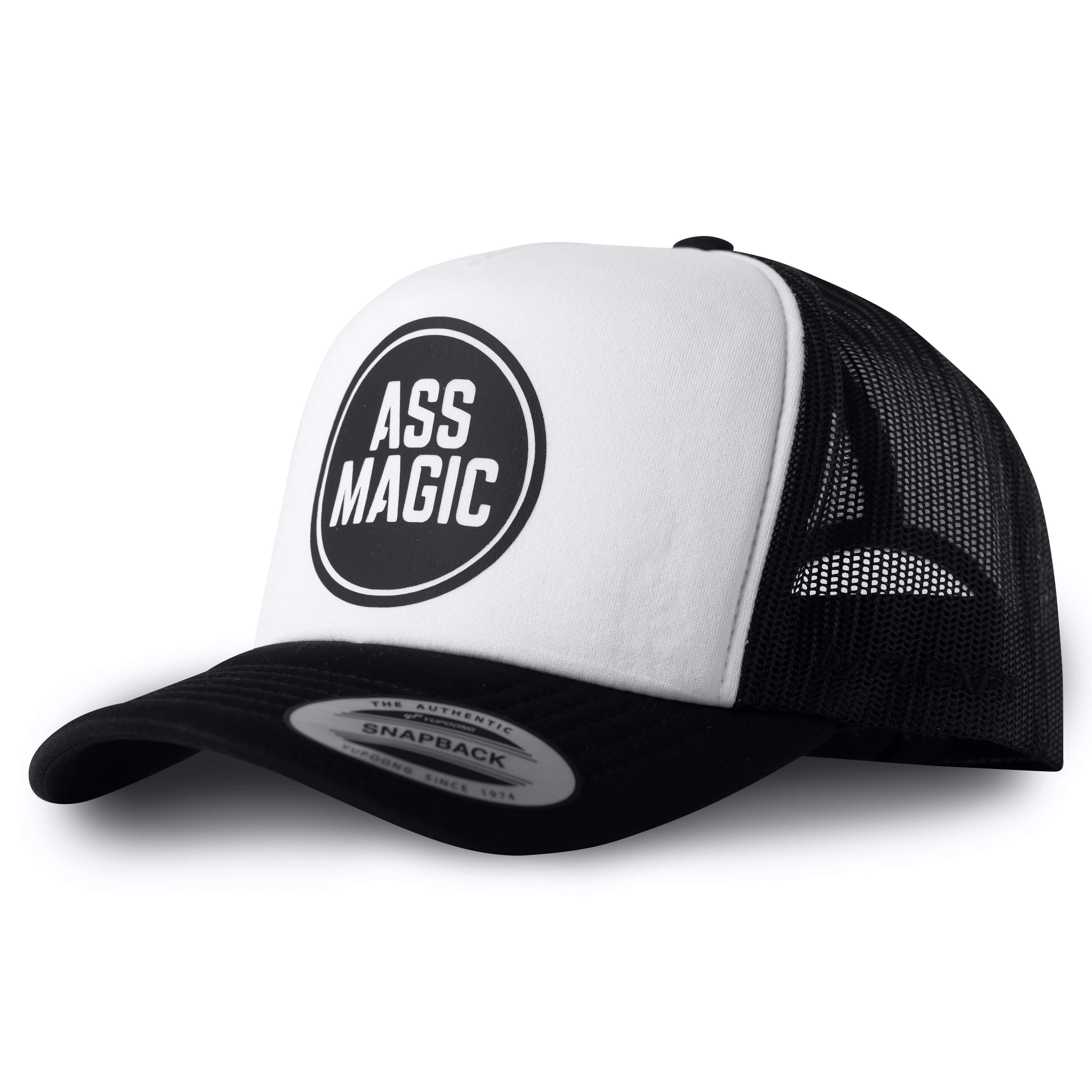 ASS MAGIC Flex Fit Casquette de Camionneur Noire Blanc ASS MAGIC