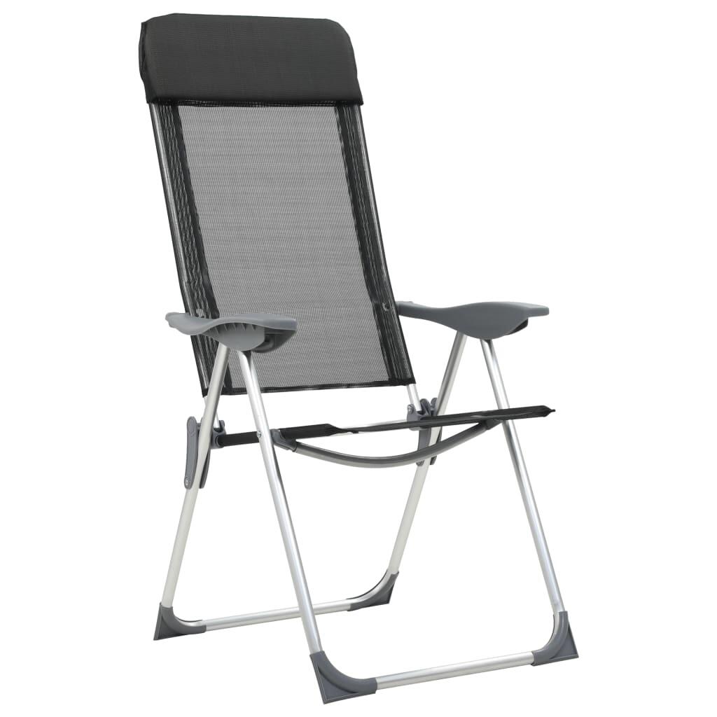Sillas de camping plegables de aluminio 4 unidades negro 4/7