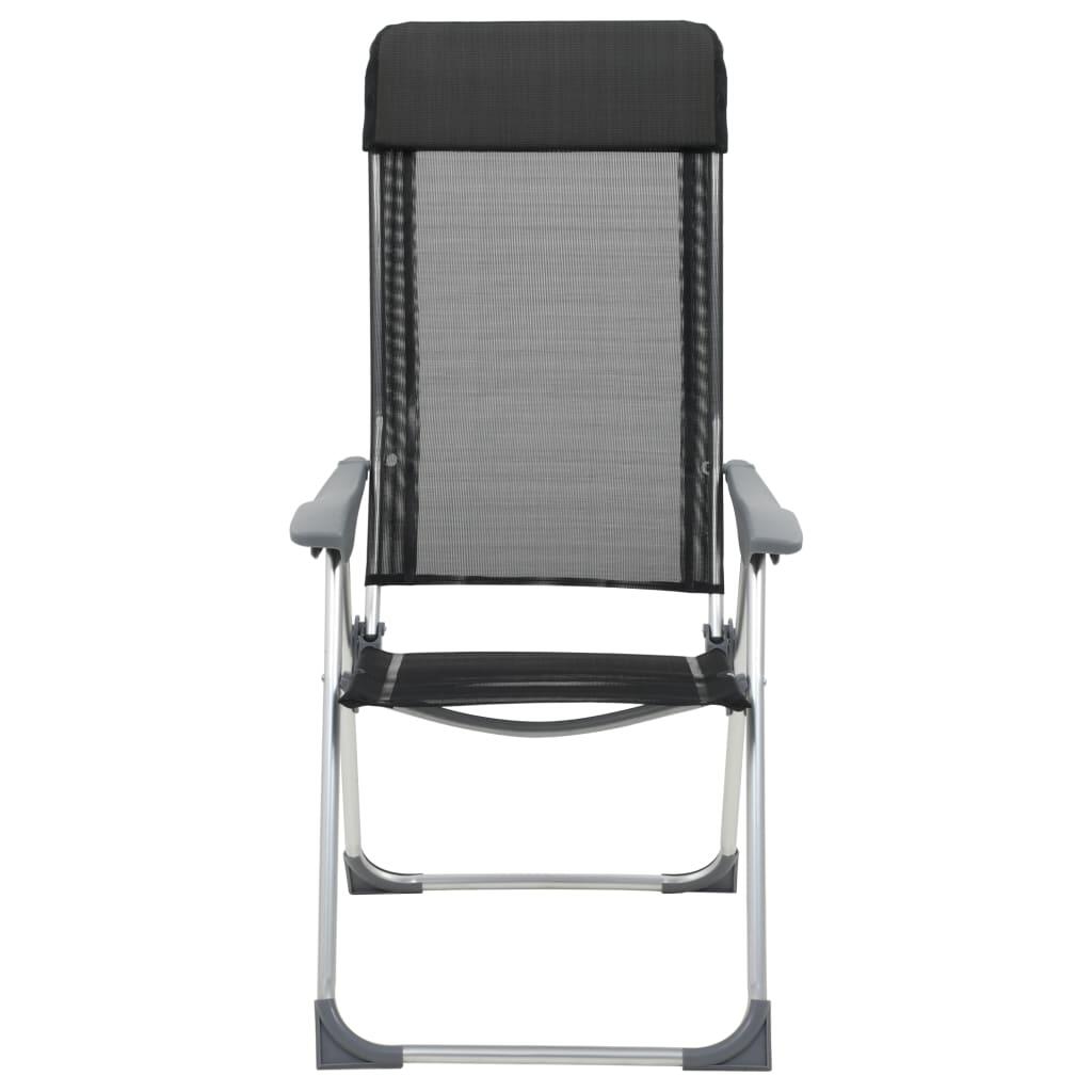 Sillas de camping plegables de aluminio 4 unidades negro 3/7