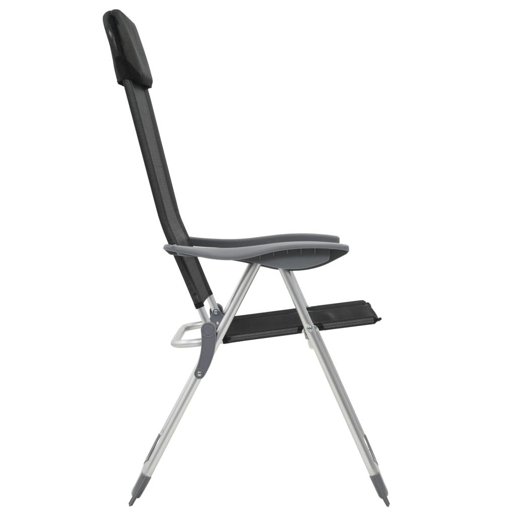 Sillas de camping plegables de aluminio 4 unidades negro 5/7