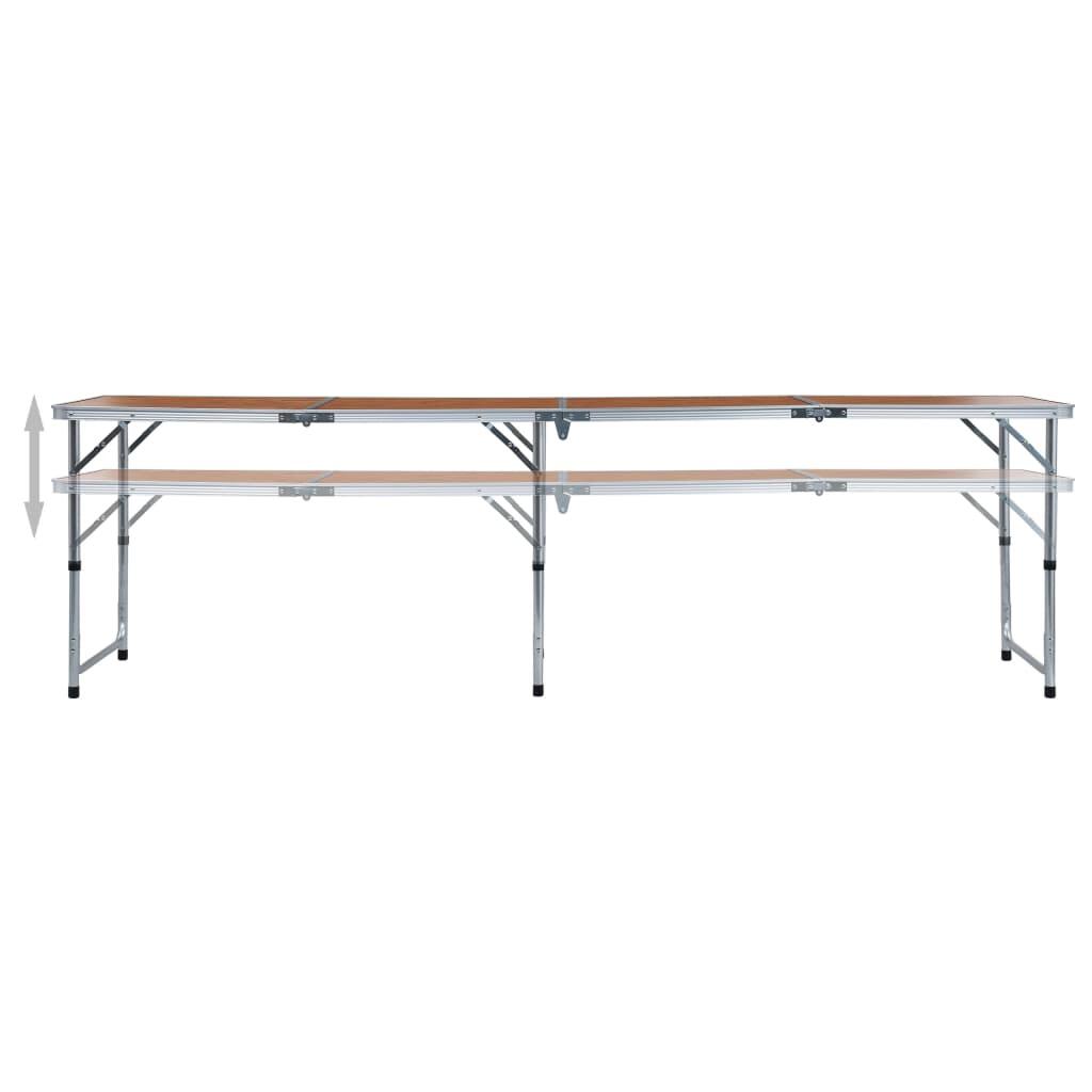 Mesa de camping plegable de aluminio 240x60 cm 4/7